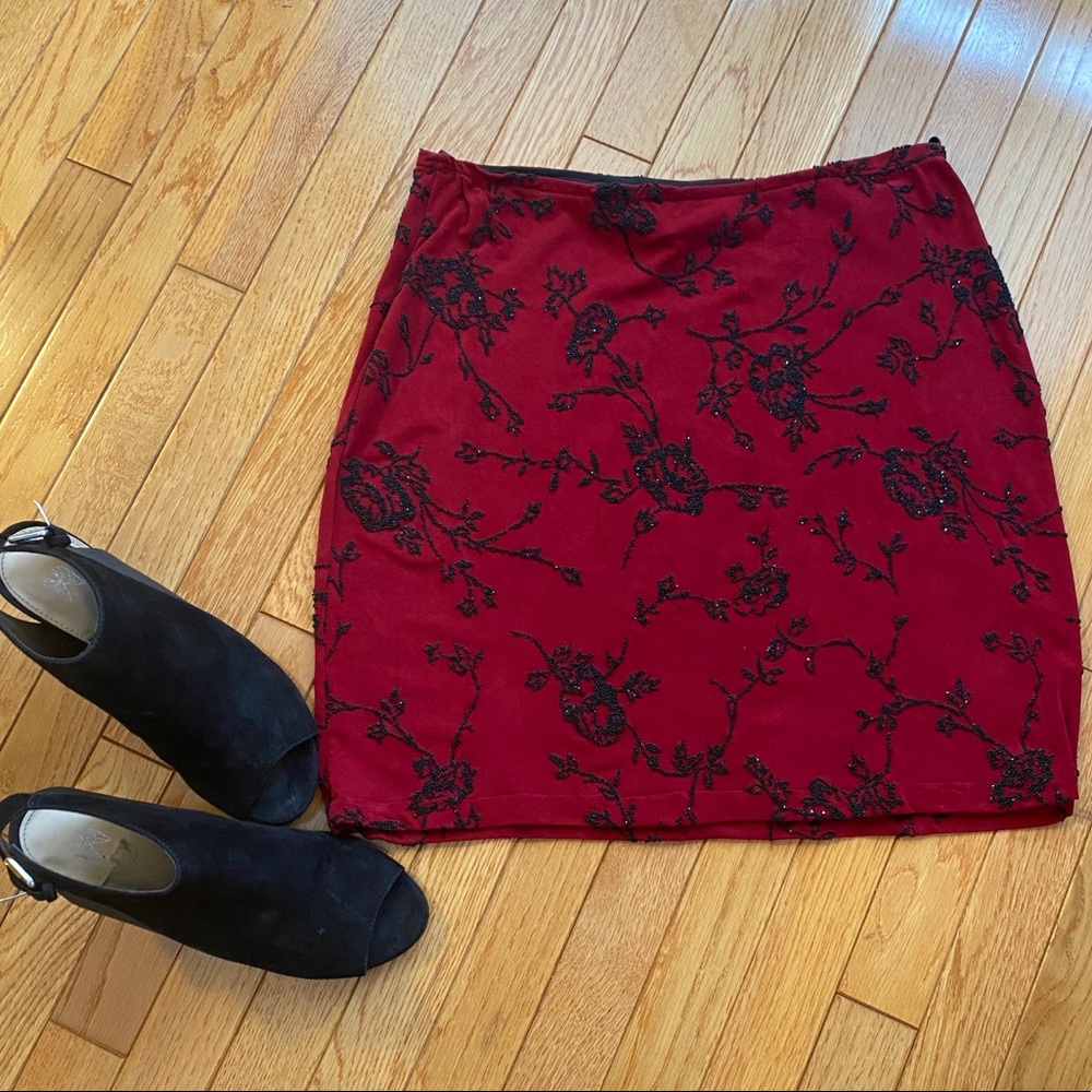 vintage beaded burgundy skirt from VS